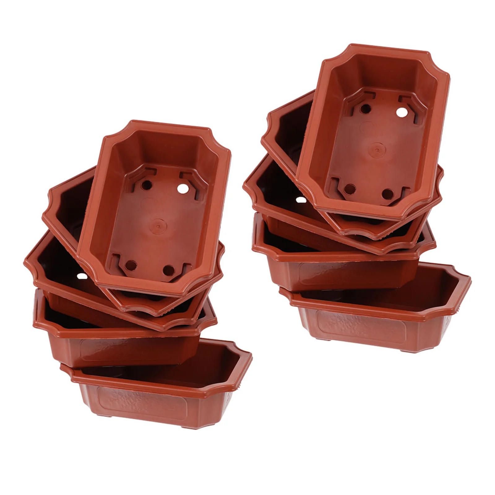 

10Pcs Exquisite Plastic Bonsai Pots Rectangular Flower Containers for Small Plants Decor Flower Pot Bonsai Flowerpot