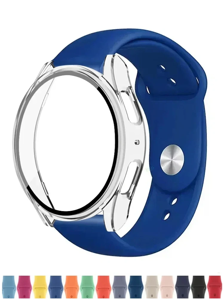 Case+Strap For Samsung Galaxy Watch 7/6/5/4 44mm 40mm silicone sport bracelet wristband belt correa glass Galaxy watch 7 Strap
