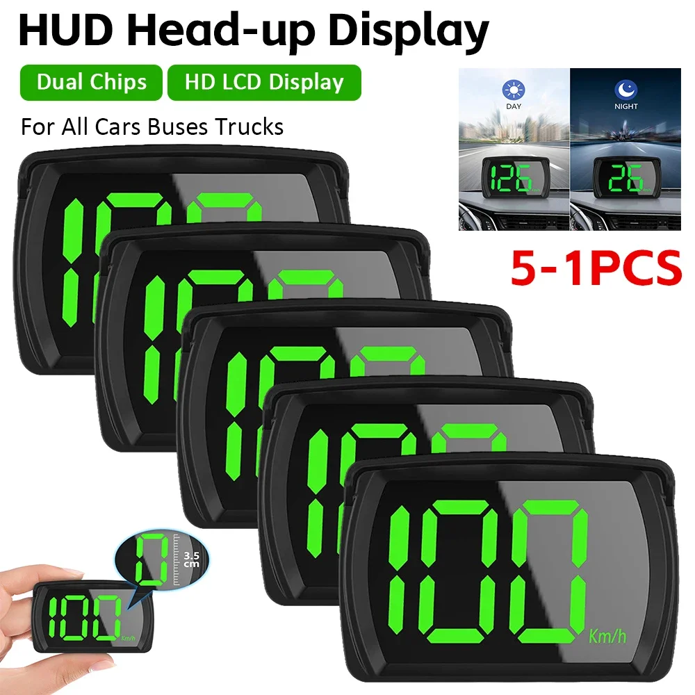 

5-1PCS HUD Head-up Display Dual Chips Gps Car Speedometer HD LCD Display Digital Gps Speedometer Car Speed Meter Car Gadgets