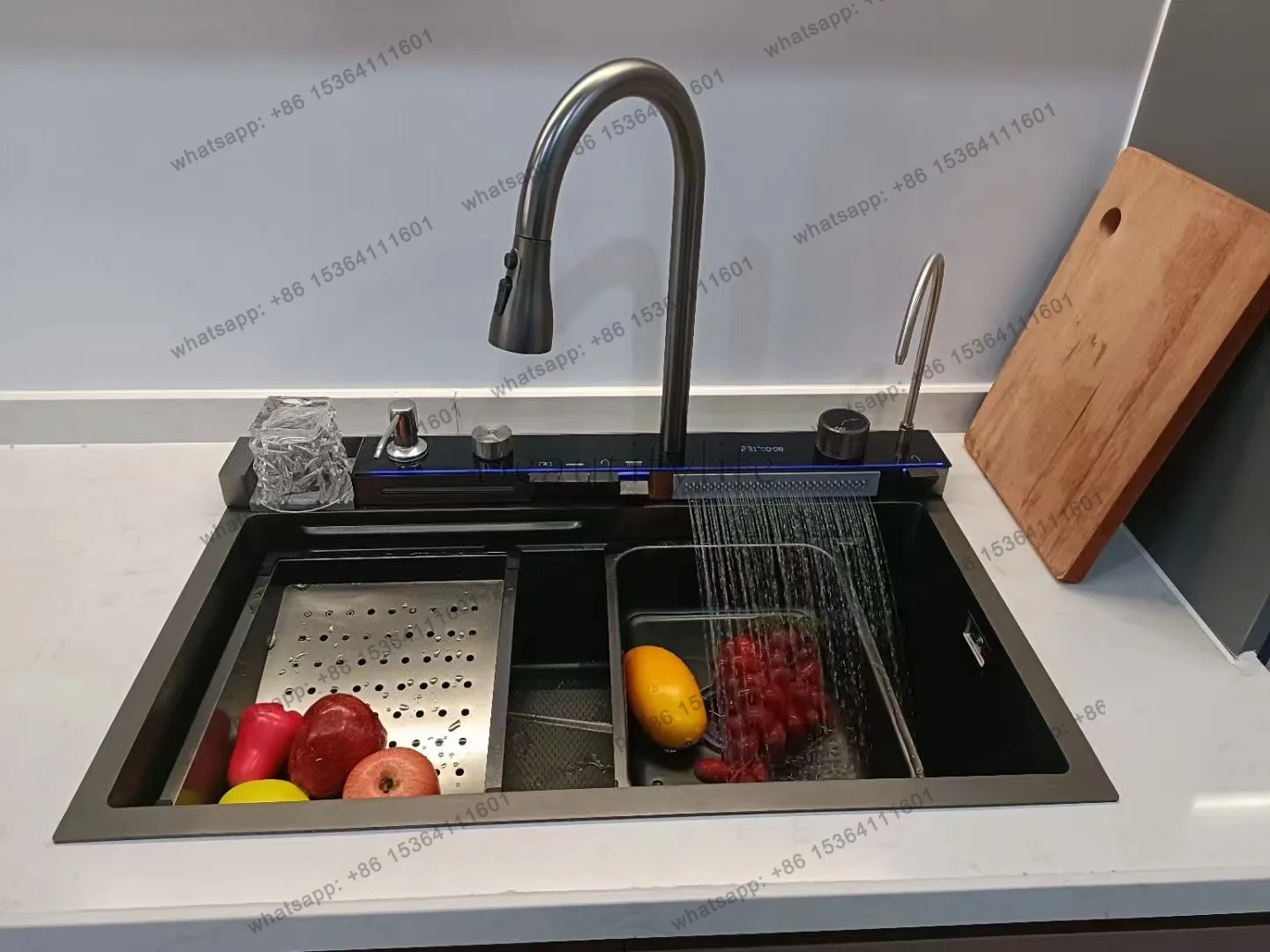 yj9 Honeycomb stainless steel vegetable basin household dishwashing sink under the counter basin double waterfall large single t