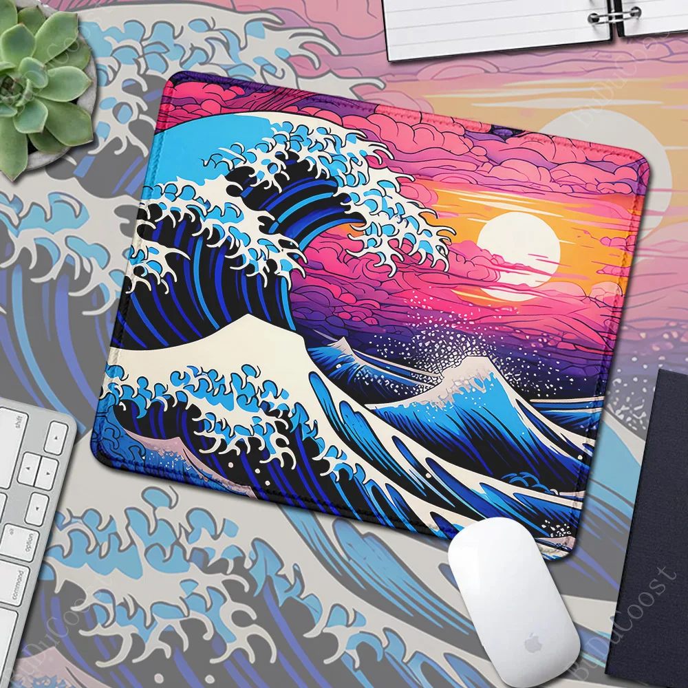 18x22cm Lock Edge Mice Mat Japanese Great Wave Table Pad Small Mouse Pad Rubber Keyboard Rug Laptop Desk Mats Gaming Accessories