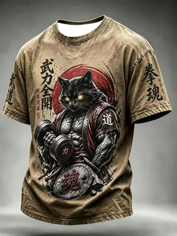 2027 Summer New Style Men's Japanese Samurai Dragon Style Sport Shirt 3D Printed Sport Dri-fit Family Version Casual T-Shirt Top