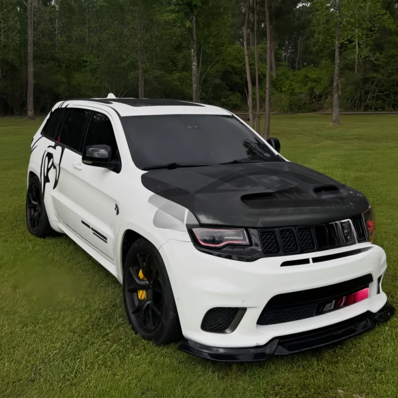High Quality Carbon Fiber Dual Vents Front Engine Hood Cover Fit Grand Cherokee Automobile Exterior Modification Par