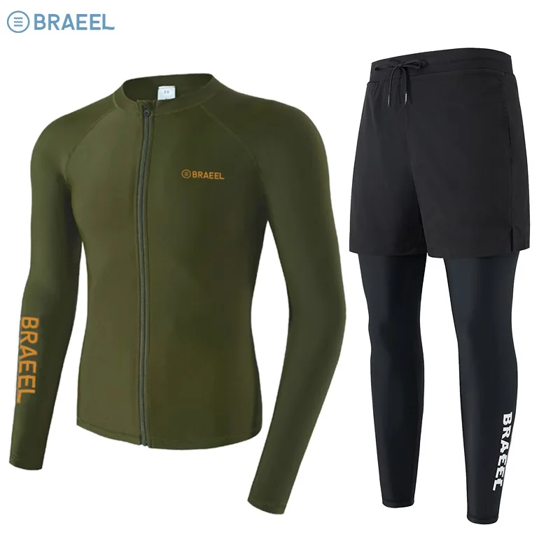 Long Sleeve Man Swimsuit 2026 Quick-Dry UV-Protective Men Rash Guard for Surfing Long Sleeve Surfing Suit