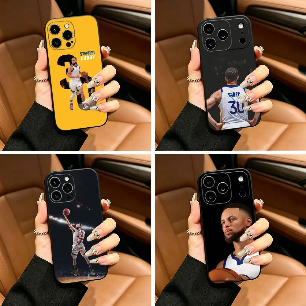 Funda para Teléfono 30 Stephen-C-Curry para iPhone 17, 16, 15, 14, 13, 12, 11 Pro Max, 16/15/14 Plus, XS, Negra Suave