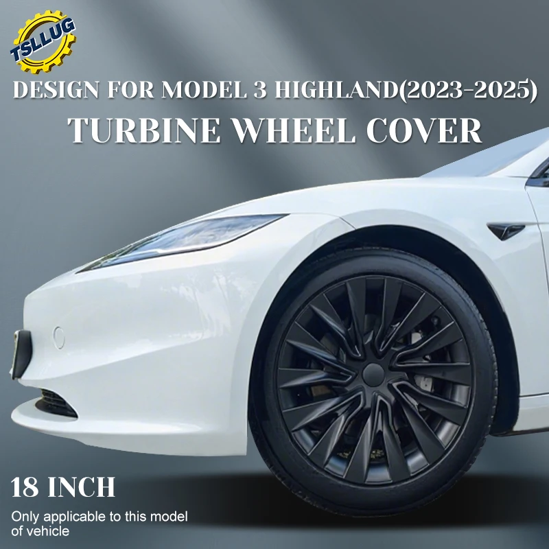 

4PCS For Tesla Model 3 Highland 2023-2025 Turbine Wheel Cover 18 Inch Car Replacement Automobile Hub Cap Full Rim Car Acces