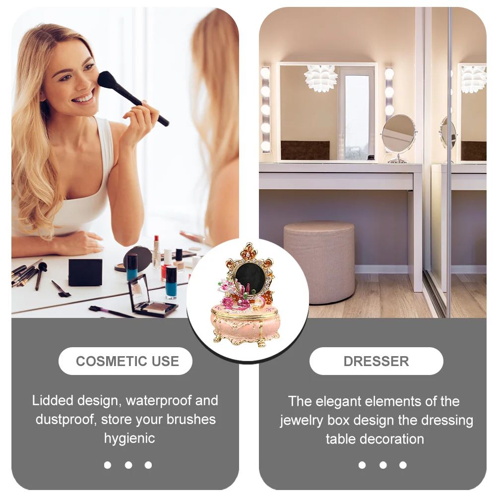 Jewelry Storage Box Zinc Alloy Dresser Shaped Small Desktop Adorn Organizer Ring Necklace Earrings Holder Gift Case