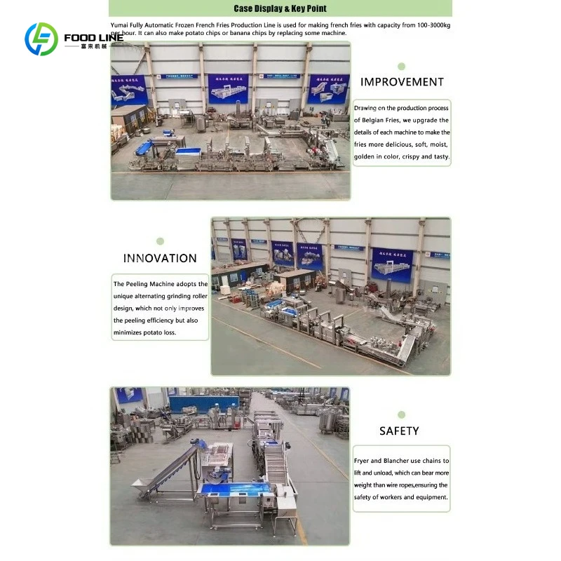 Customized Industrial Automatic  Frozen Fries Production Line 100kg 300kg 500kg Custom Support