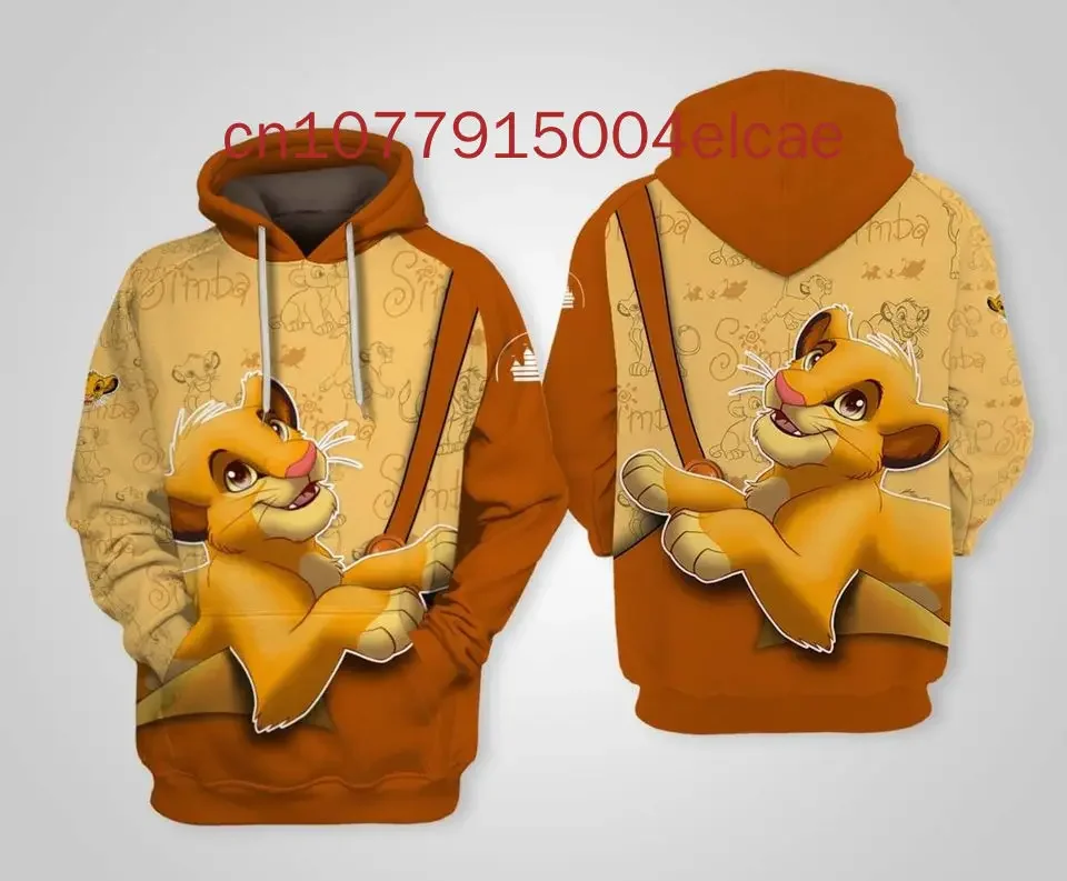 Disney  Hoodie Men's And Women's  Lion King Simba Jacket Street Harajuku Oversize Women's Hoodie