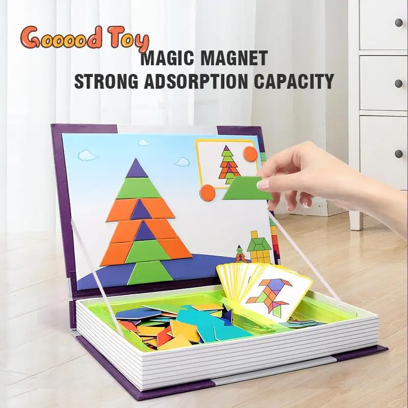 Children's Magnetic Book DIY Puzzle Montessori Variable Magic Puzzles Dress Up Game Imagination Play Storage Toy for Kid Gift