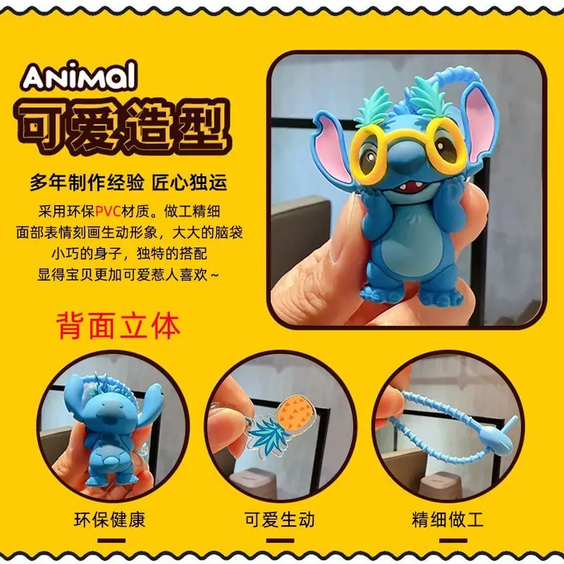 Disney Stitch animacja kreskówka na urządzenia peryferyjne zabawna torba szkolna z muzyką ananasową wisiorek pasek na rękę klamra para silikonowy brelok