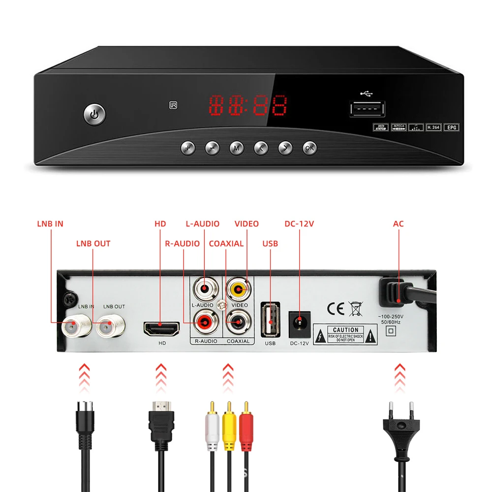 FTA DVB S2 MPEG H264 DVB-S2 Receptor de satélite HD Decodificador de TV SAT