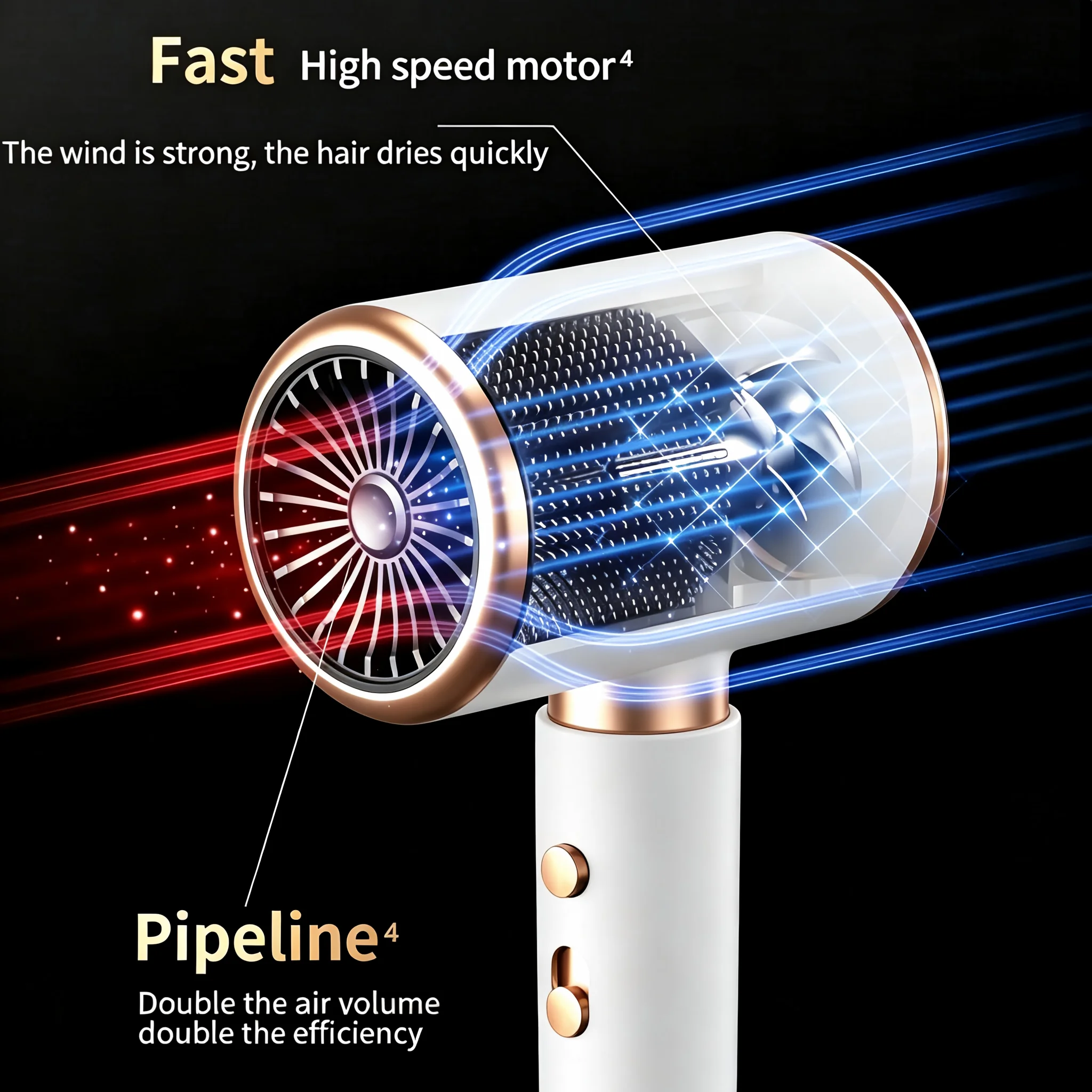 2000W Professional Salon Hair Dryer Negative Ionic Hot Cold Air 5 Speed Gear Strong Power Blow Dryer with Styling Comb