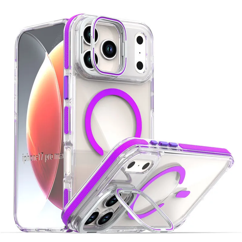 

Прозрачный чехол для Samsung Galaxy S26 Ultra S25 S24 S23 Plus с подставкой для камеры и поддержкой магнитной зарядки