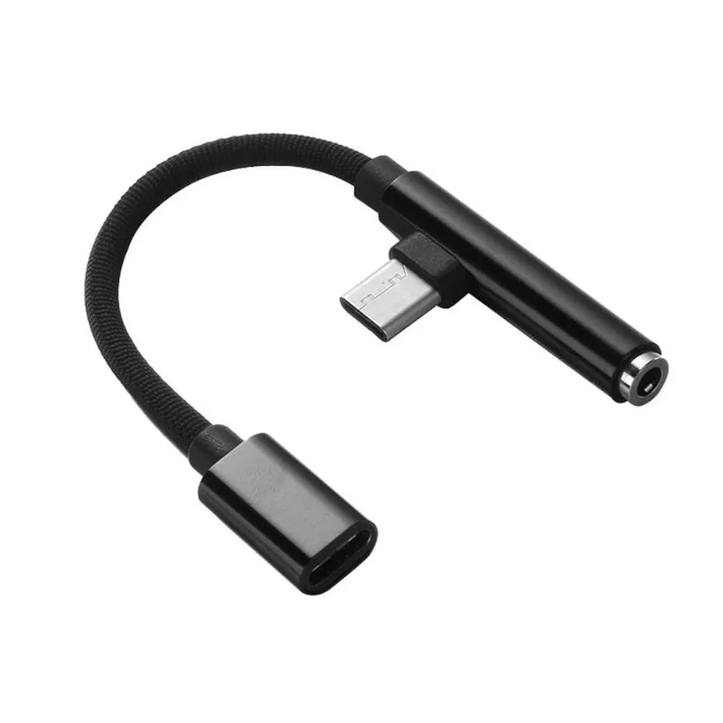 2 في 1 نوع C إلى 3.5 ملم شاحن سماعة الرأس مقبس الصوت USB-C محول كابل الشاحن