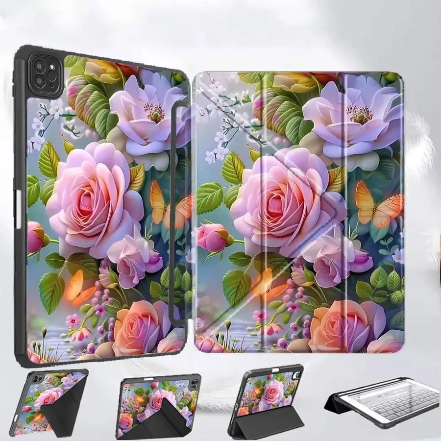 

Cartoon Butterfly Flower Tablet Case For iPad Pro 11th 10th 9th 8th 7th 12.9inch Mini 6 7 Pro 2025 Air 4 5 M3 M2 M4 11inch
