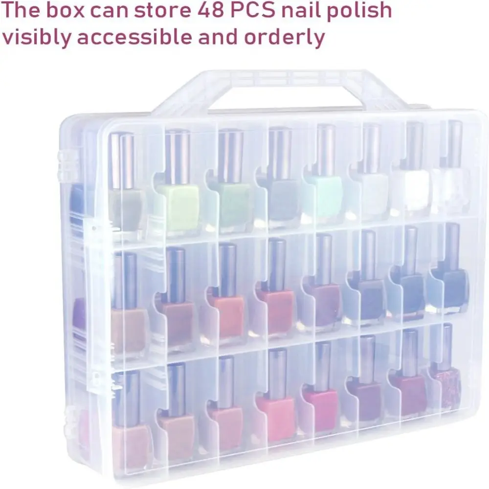 

New Universal Nail Polish Organizer Large Capacity Double Side Storage Box Holds 48 Bottles Plastic Organize box