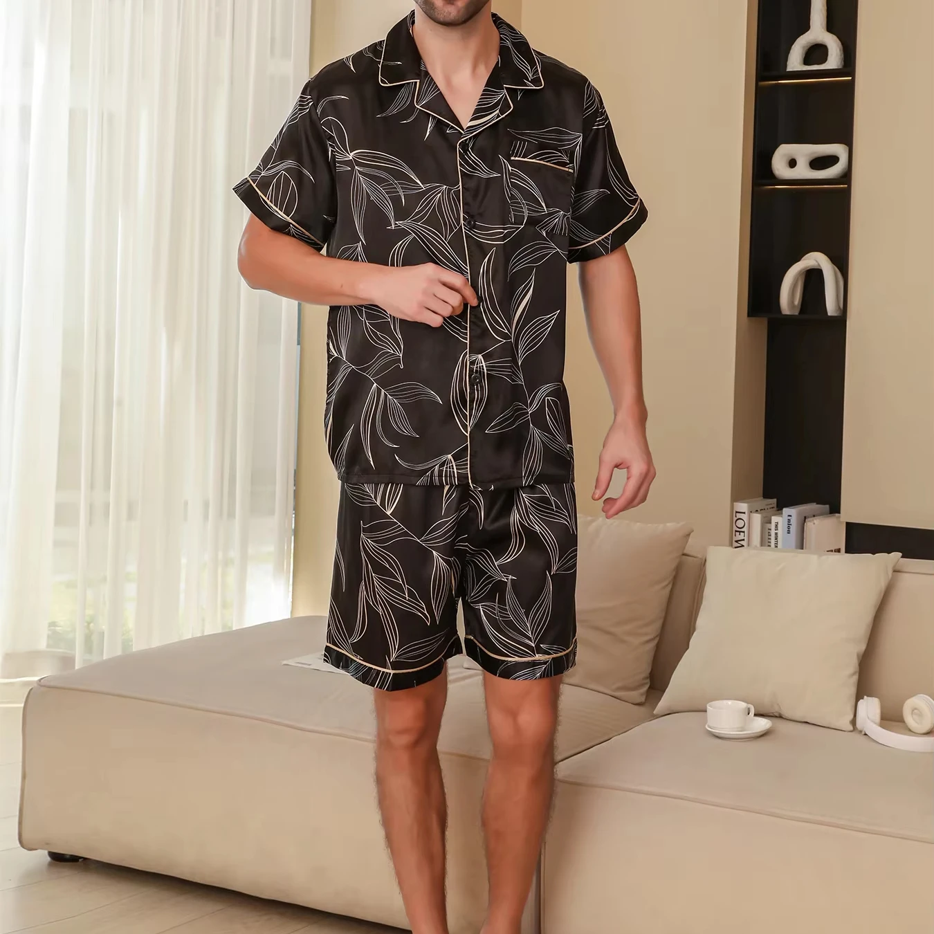 

Dropshipping Men's Pajamas Short Sleeves and Shorts Pajama Sets Loungewear Sleepwear for Summer