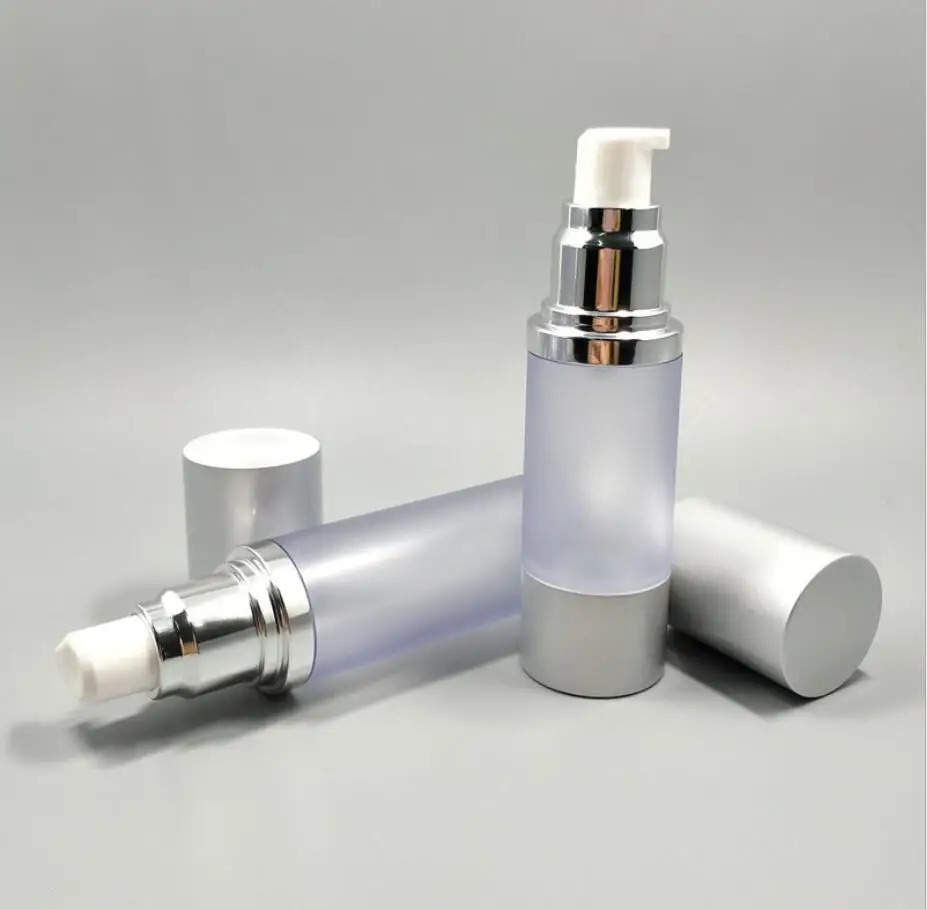 50ML matte silver frosted airless bottle  lotion emulsion serum liquid foundation whitening essence recovery complex packing