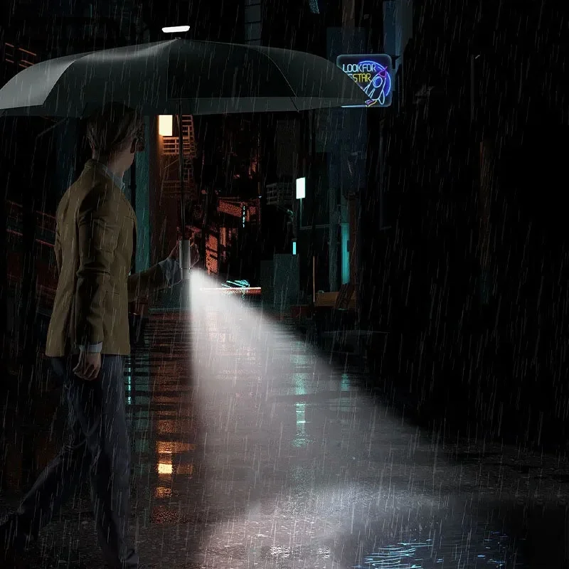 Xiaomi Mijia جديد التلقائي مظلة قابلة للطي مع مصباح ليد يندبروف مظلات المطر الكبيرة المحمولة في الهواء الطلق المظلة للرجال والنساء