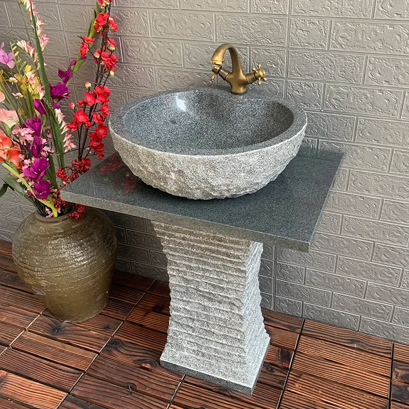 Stone Wash Basin Desktop Integrated Outdoor Pedestal Basin Natural Stone Washbasin Garden Pool Stone Pedestal Basin