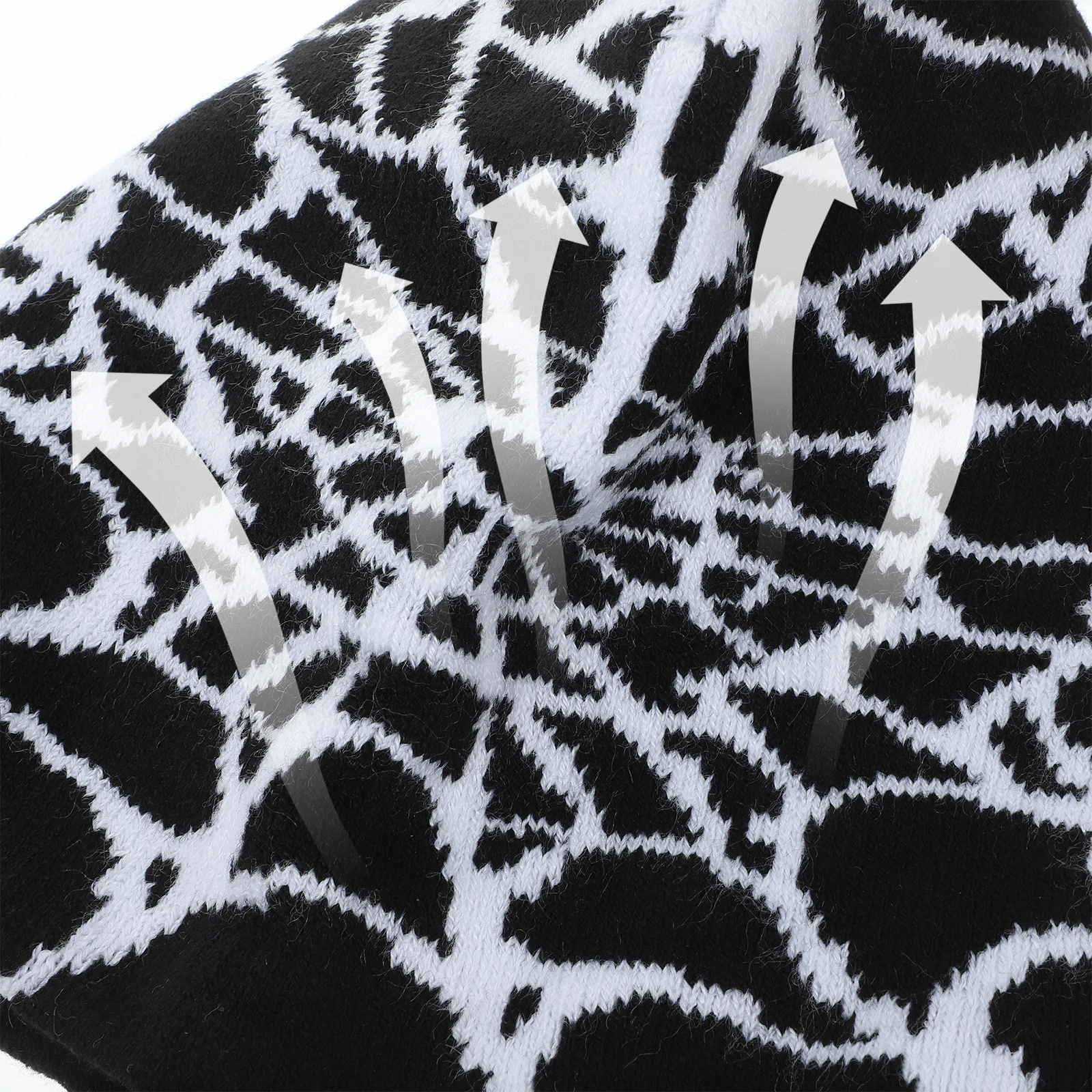 

2pcs Jacquard Knit Hat Winter Thicken Warm Unisex Beanie Soft Skin-Friendly Washable Stylish Spider Web Design For Women Men