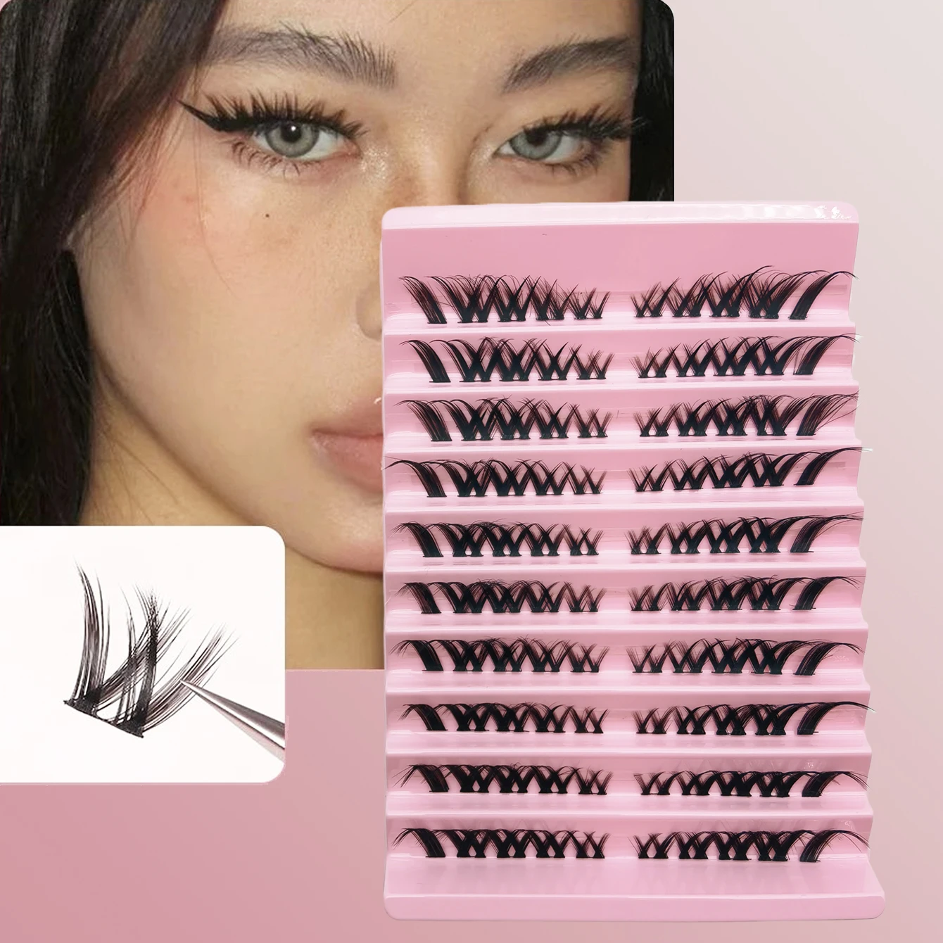 8-15 mm gemengde D-roll clusterwimpers 100 clusters 3D schuine vlieg zachte natuurlijke overdreven gekrulde wimpers enkele wimper