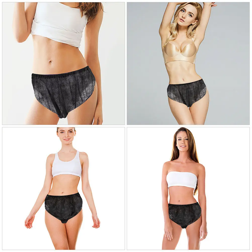 12Pcs Disposable Underpants for Women Premium Non-Woven Fabric Comfortable Elastic Waist Triangle Pants Sauna Spa Salon Travel