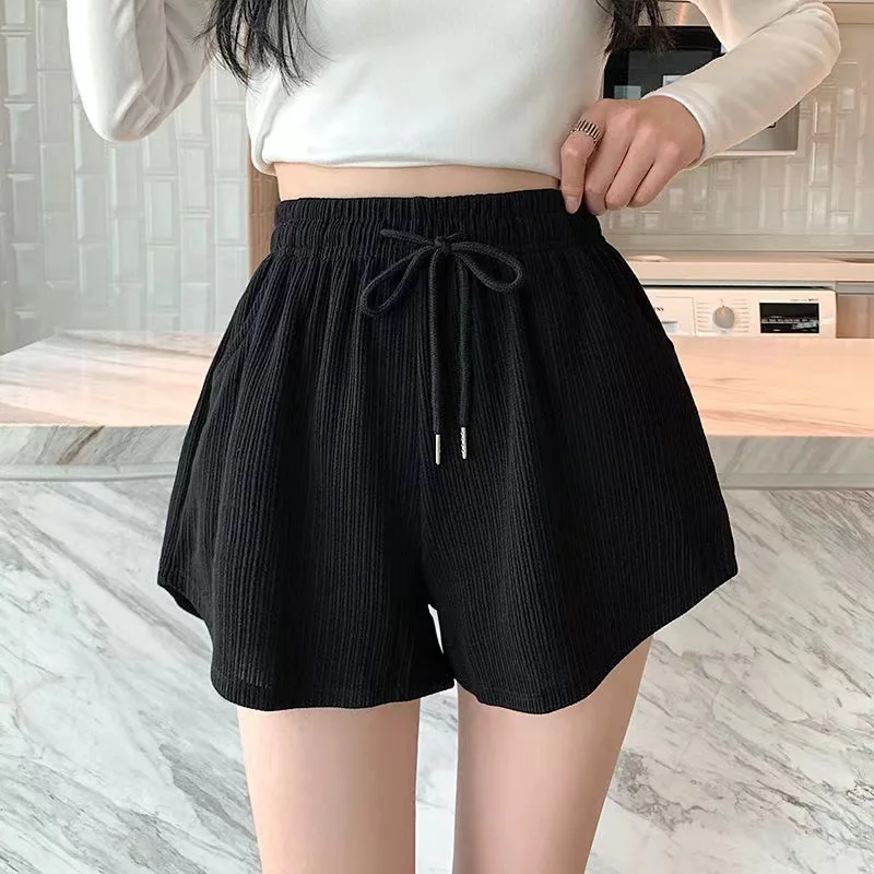 Women's Casual Drawstring Sports Shorts Summer Slim Fit High Waist Yoga A-Line Shorts Loose Women's Running Straight Shorts