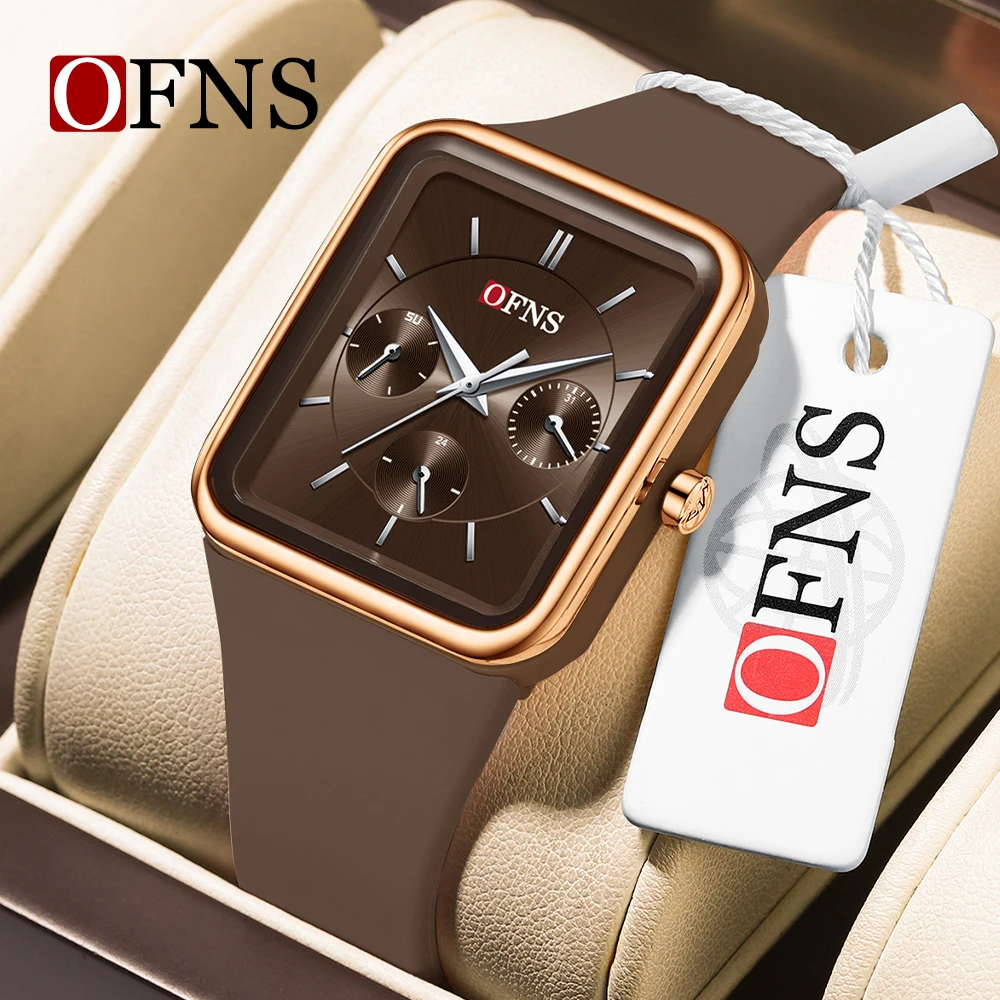OFNS nuevo 8035 reloj de cuarzo informal para hombre multifuncional tres ojos seis agujas deportes impermeable reloj de cuarzo para hombre