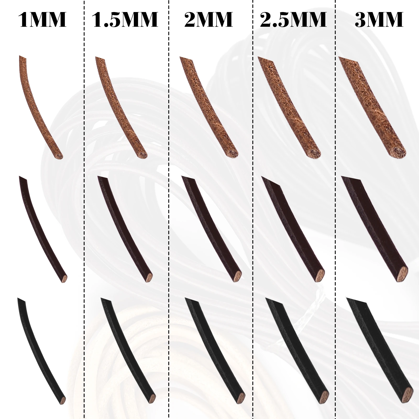 5 Meters DIY Retro Genuine Leather Cord 1-3mm Circle Strand Cowhide Cord Fit Necklace Bracelets DIY Jewelry Making Accessories