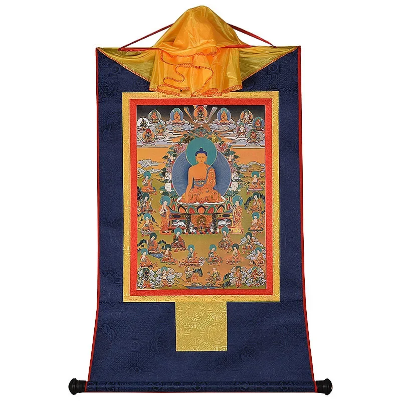 Kurukulla/Ksitigarbha/Auspicious Mother/Eighteen Arhats Gold Print Painted Tibetan Figurine Decorate Hanging Buddhist Thangka