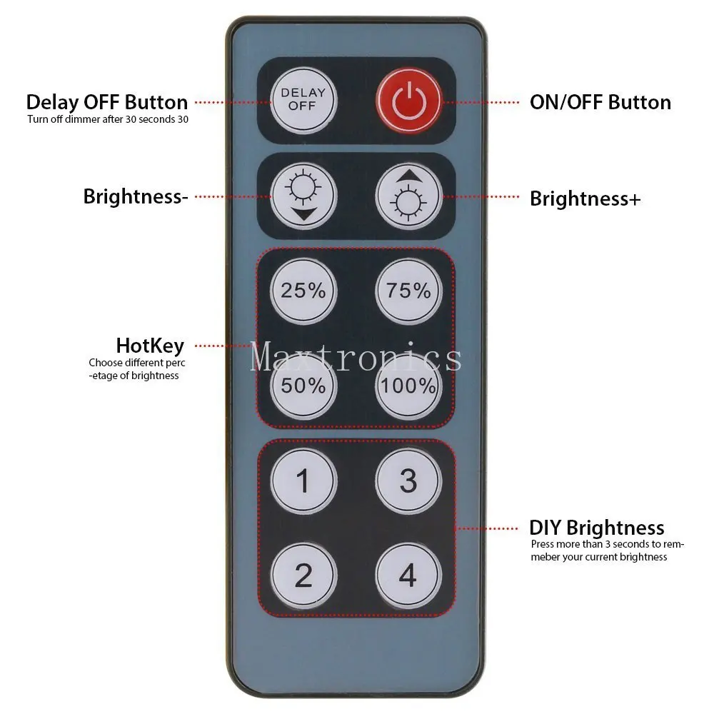 DC12-24V Knob LED Dimmer Switch Brightness Controller With IR 12Keys Remote Control Kits for Single Color Led Strip Lights