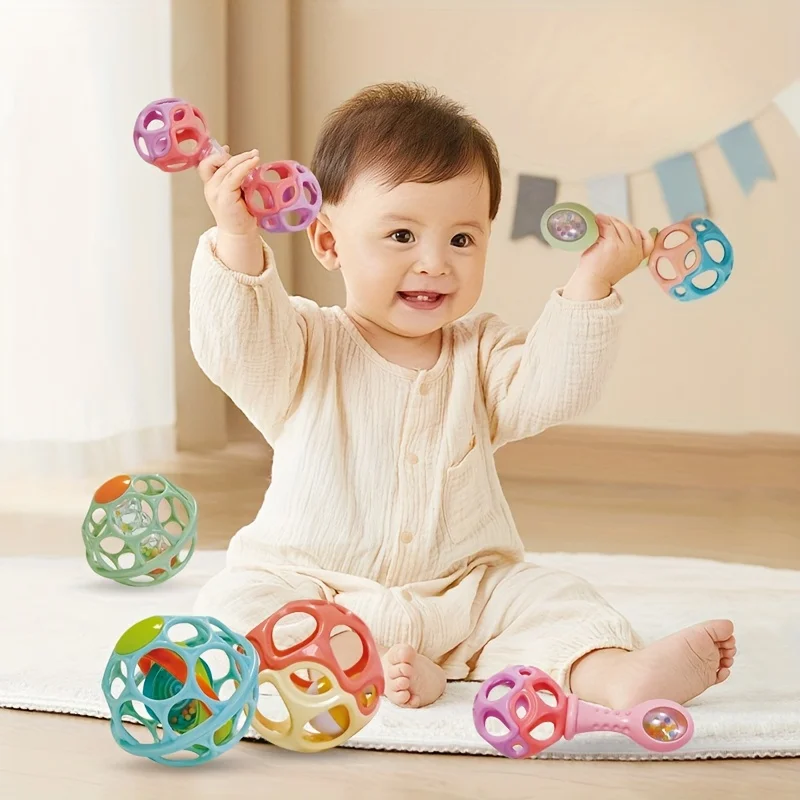 Baby Single Head Hand Ringing Toy - Interactive Sensory Play with Colorful Rings,  Fine Motor Skills & Hand-Eye Coordination