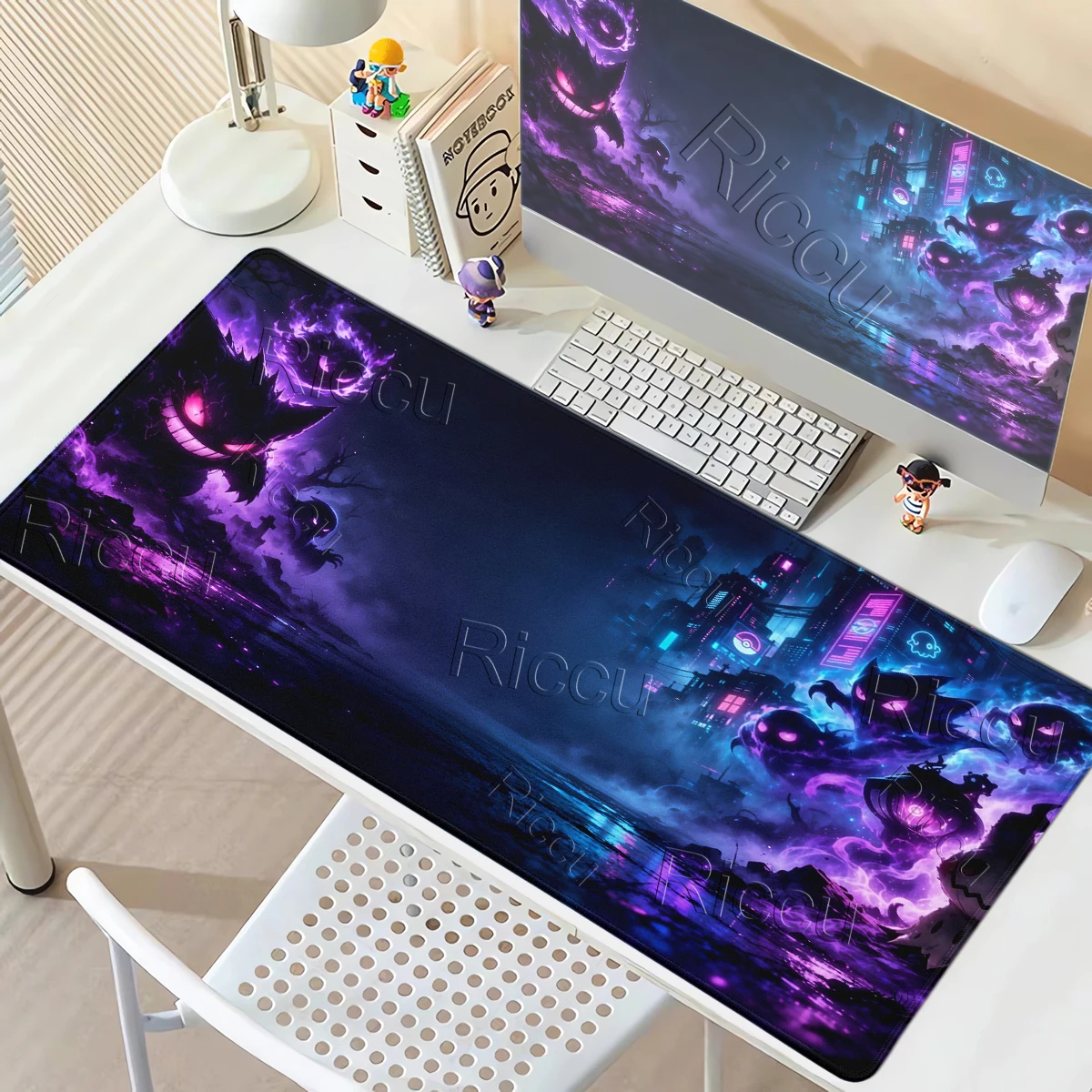 Mauspad mit Gengar-Muster, Gaming-Zubehör, PC-Computertisch-Unterlage, Mechanische Tastatur, Gamer-Schreibtischmatte, Rutschfeste Gummiunterlage, PC-Teppich