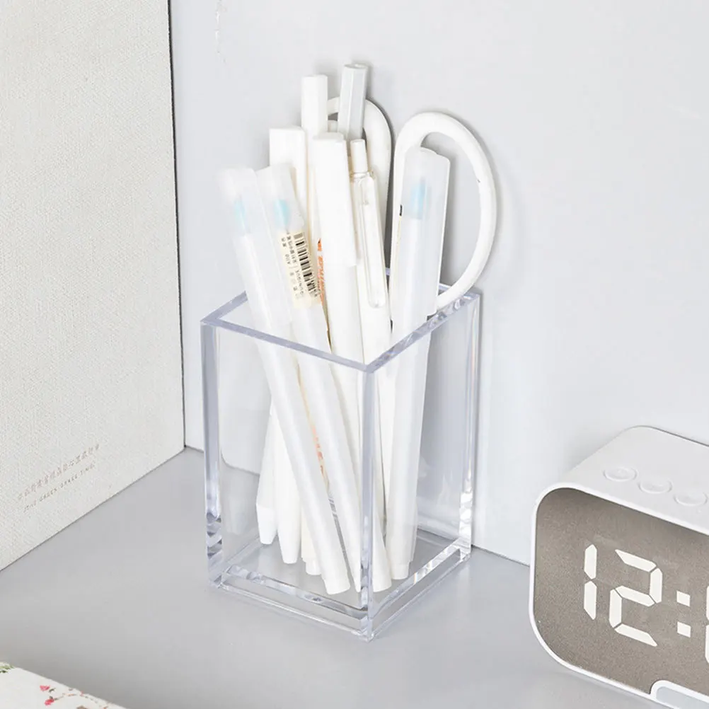 

2Pcs Transparent Pen Holders Desktop Storage Box Stationery Organizer Office Use Transparent Pen Holders