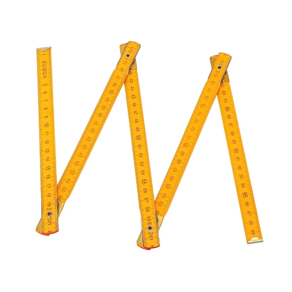 2pcs Foldable 1M Length Folding Ruler Portable Design Five Fold Design Folding Yard Stick Folding Measuring Stick For Carpenter