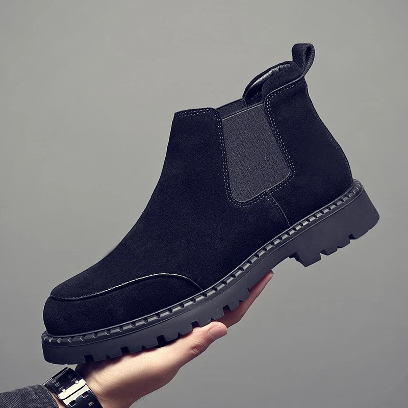 

Autumn Shoes for Men Genuine Leather Boots Fashion High Top Casual Shoes Street Cool Chelsea Ankle Short Boots