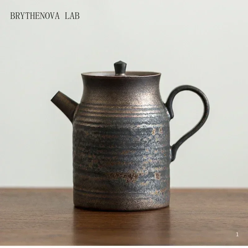 Gilt Glaze Teapot Side Handle Tea Ceremony Wholesale Handmade Rust Kung Stoneware Fu Set Ceramic Single Pot Coffee Tableware Bar