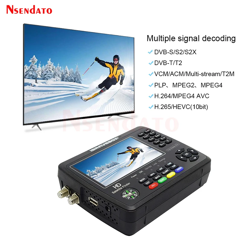 Imagem -02 - Digital Satellite tv Signal Finder V10 Pro Combo Display Lcd Medidor Dvb-s2x s2 t2 H.265 Hevc Sat Finder para Usb Wifi 4.3