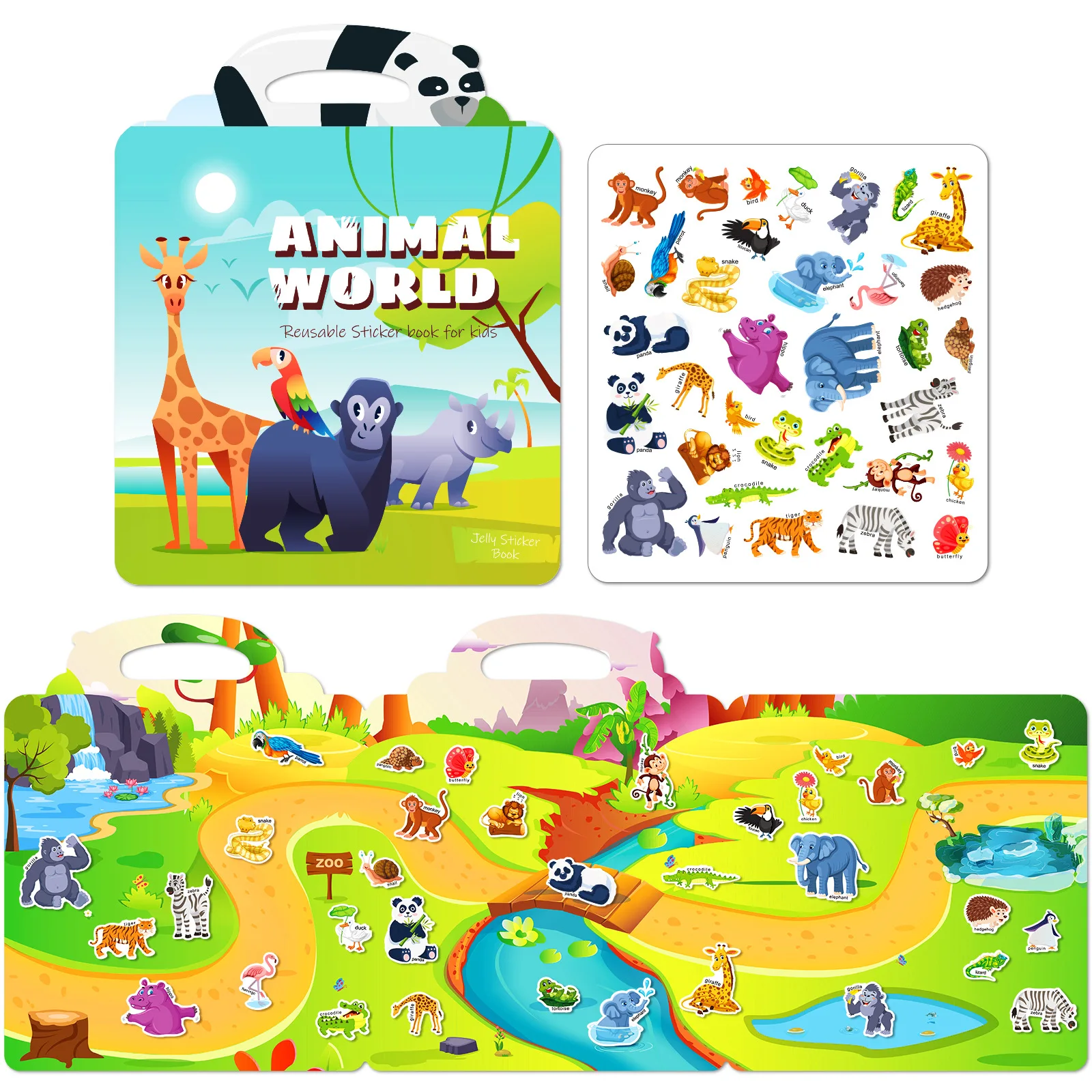 Bview Art Reusable Sensory Sticker Book for Kids, Rainbow Holographic Design, Quiet Early Learning Educational Toy