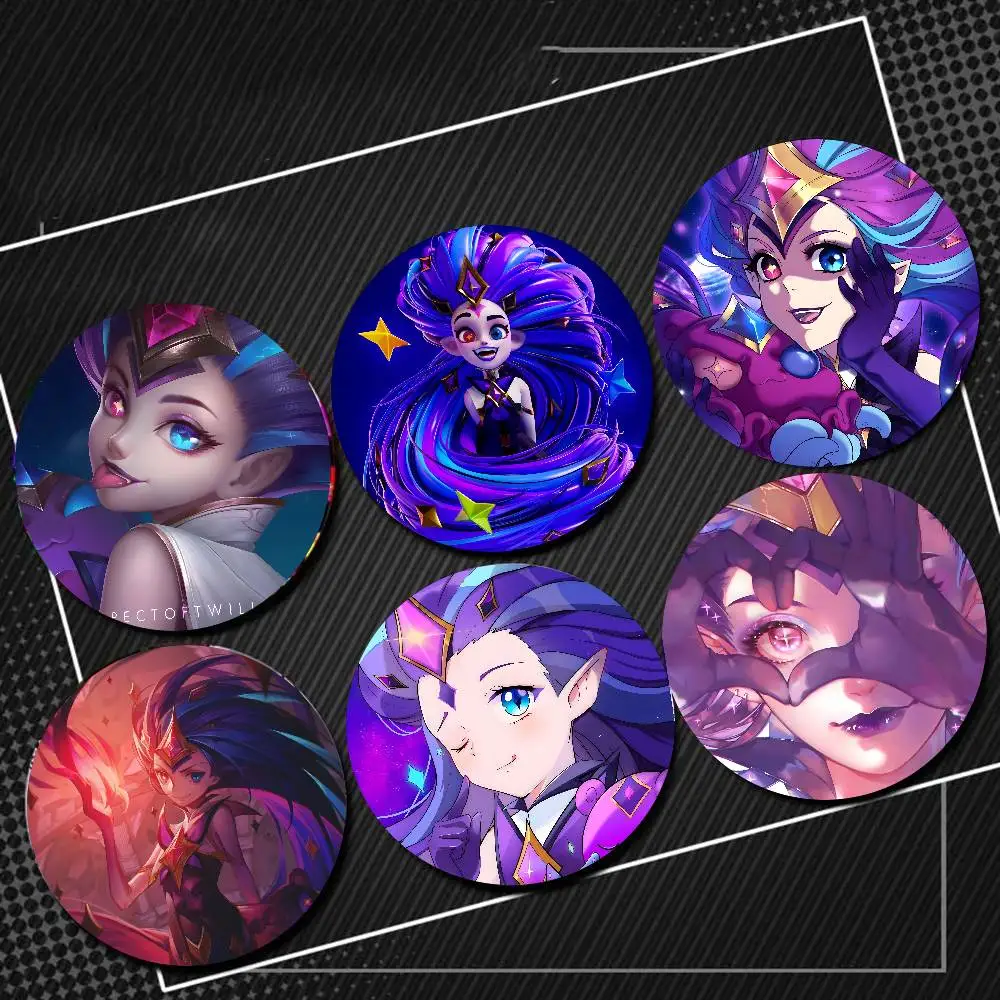 Star Guardian Zoe Game L-LOL Badges Anime Round Laser Badge Cartoon Brooch Clothes Backpack Accessories Lapel