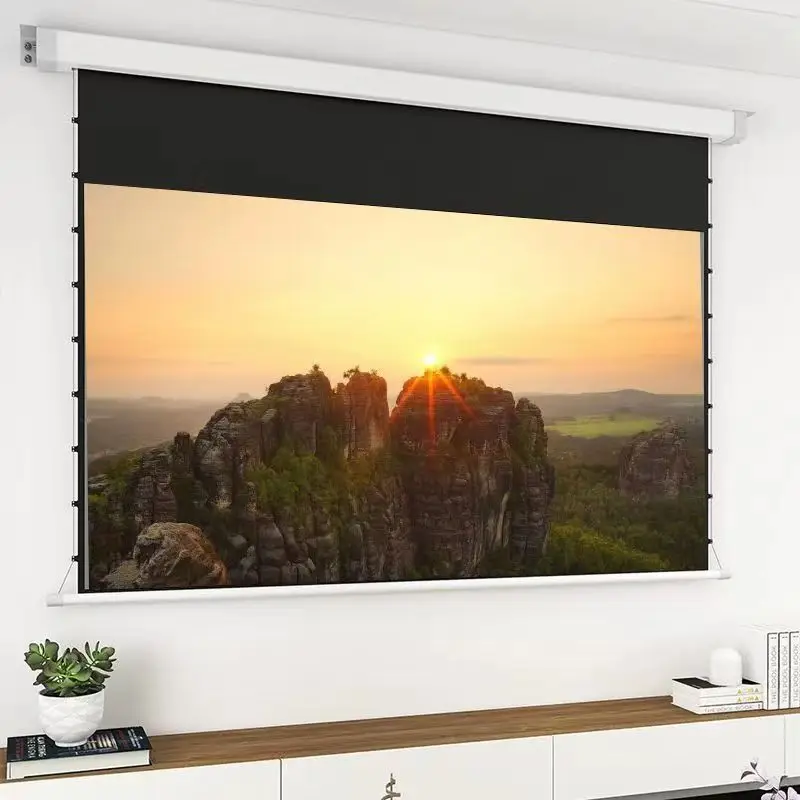 

110-Inch HD Anti-Light Home Projector Screen Electric Remote Control Wall Hanging IPS Automatic Lifting 16:9 For Projection