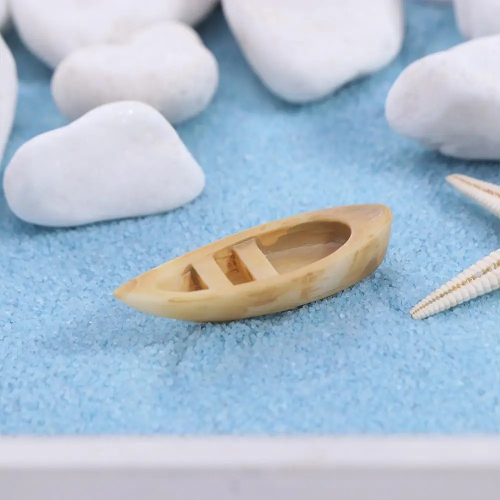 Micro Landscape Micro Landscape Boat Resin Wooden Boat Mini Boat Fish Tank Decoration Awning Boats Retro Figurines
