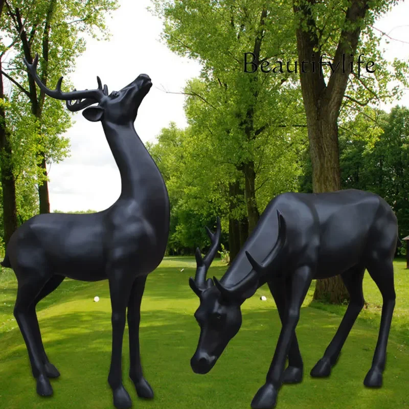 

Creative Home Grp Sculpture Park Fortune Crafts Deer Animal Simulation Floor Ornaments