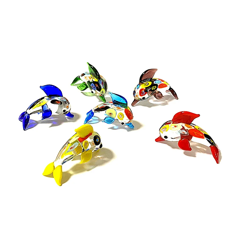 

Colorful Miniature Glass Dolphin Figurine Cute Marine Animal Ornaments Home Tabletop Living Room Bonsai Aquarium Decor Supplies