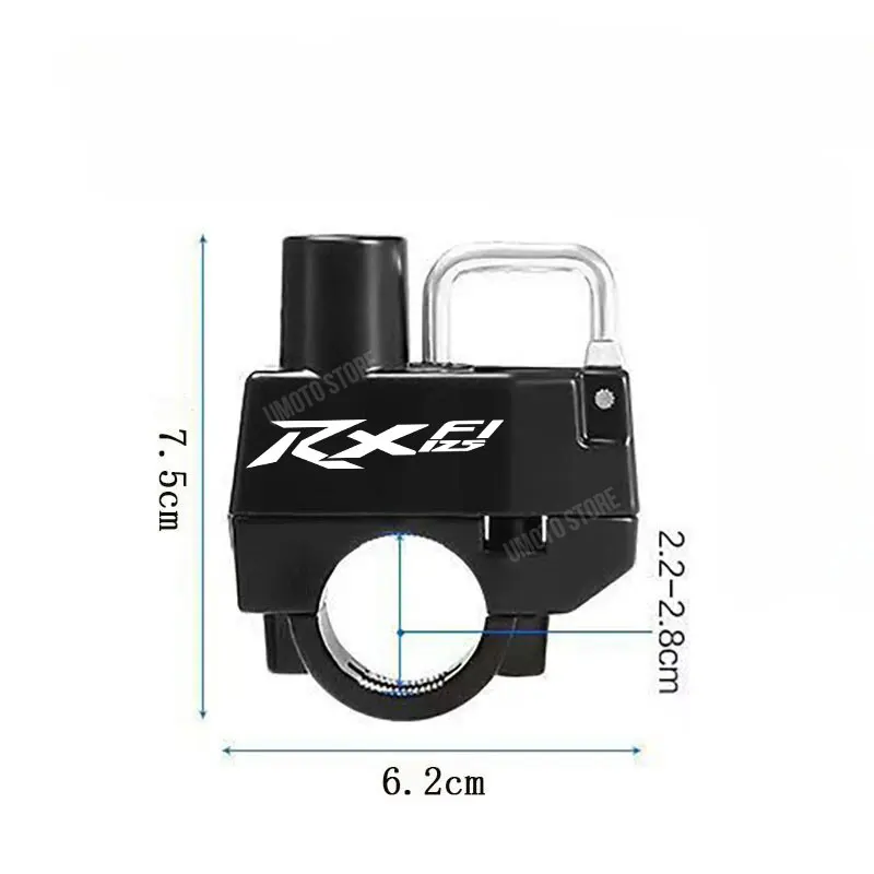 Motocicleta Anti-Roubo Capacete Bloqueio, Segurança de Bicicleta Fechaduras para 20-28mm Guiador, 2 Chaves e Instalações, Honda RX125