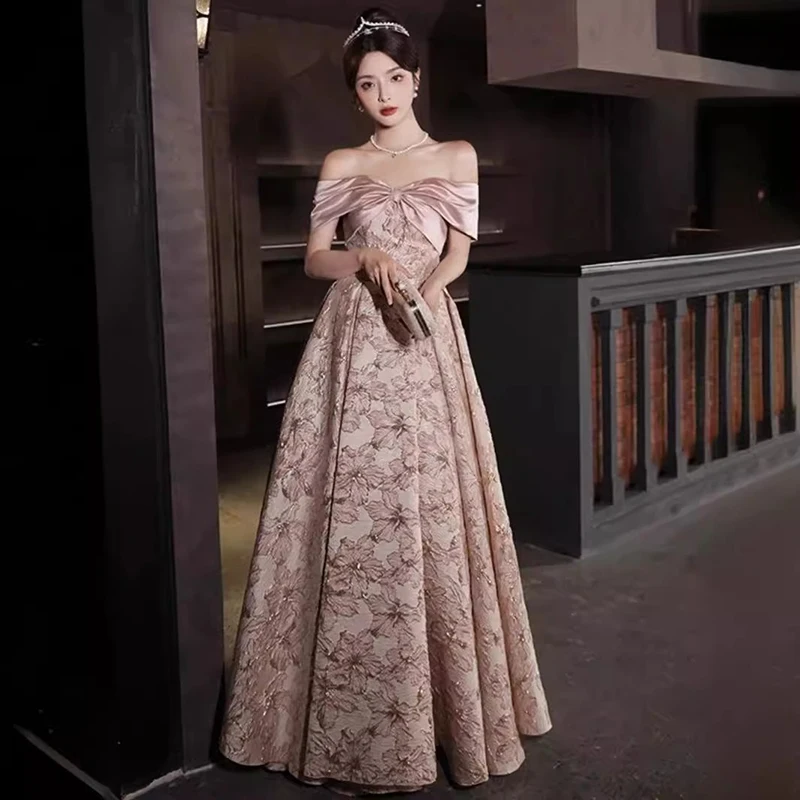 

Luxury Off The Shoulder Evening Dress Women Elegant 2026 New Style Formal Prom Dress For Adults Birthday Party Dress