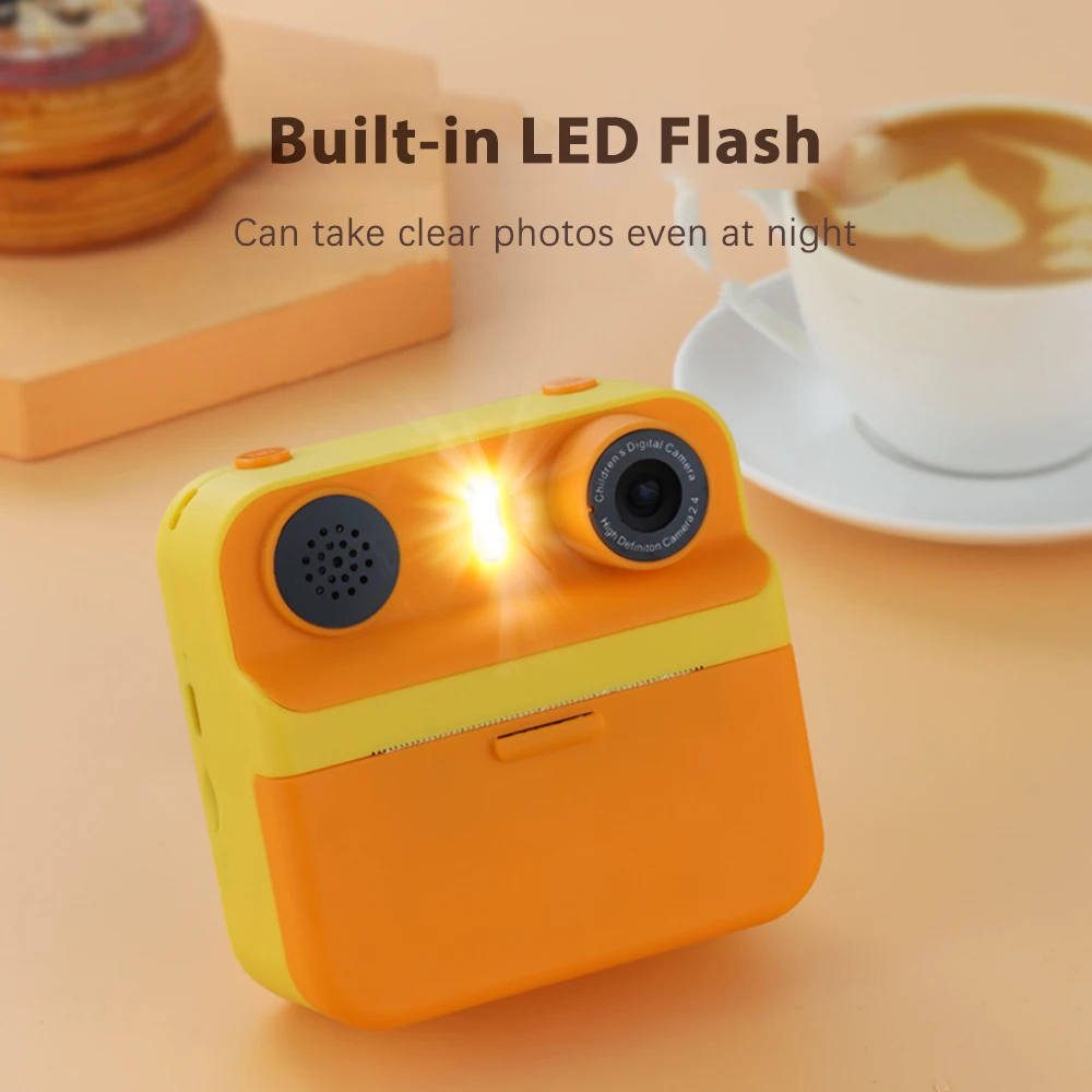 camara termica niños Cámara digital para niños impresión instantánea de fotos, pantalla de 1080 pulgadas, lente dual de 2,4 P, con parpadeo, regalos de cumpleaños y vacaciones