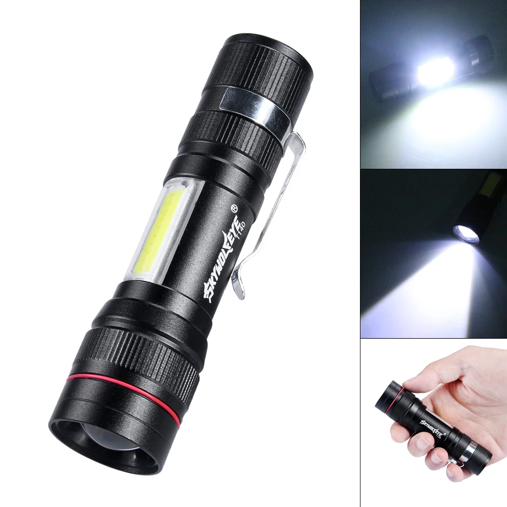 500 Lumens LED Double Faced COB Aluminum Alloy USB Charging Flashlight for Outdoor with 3 Modes